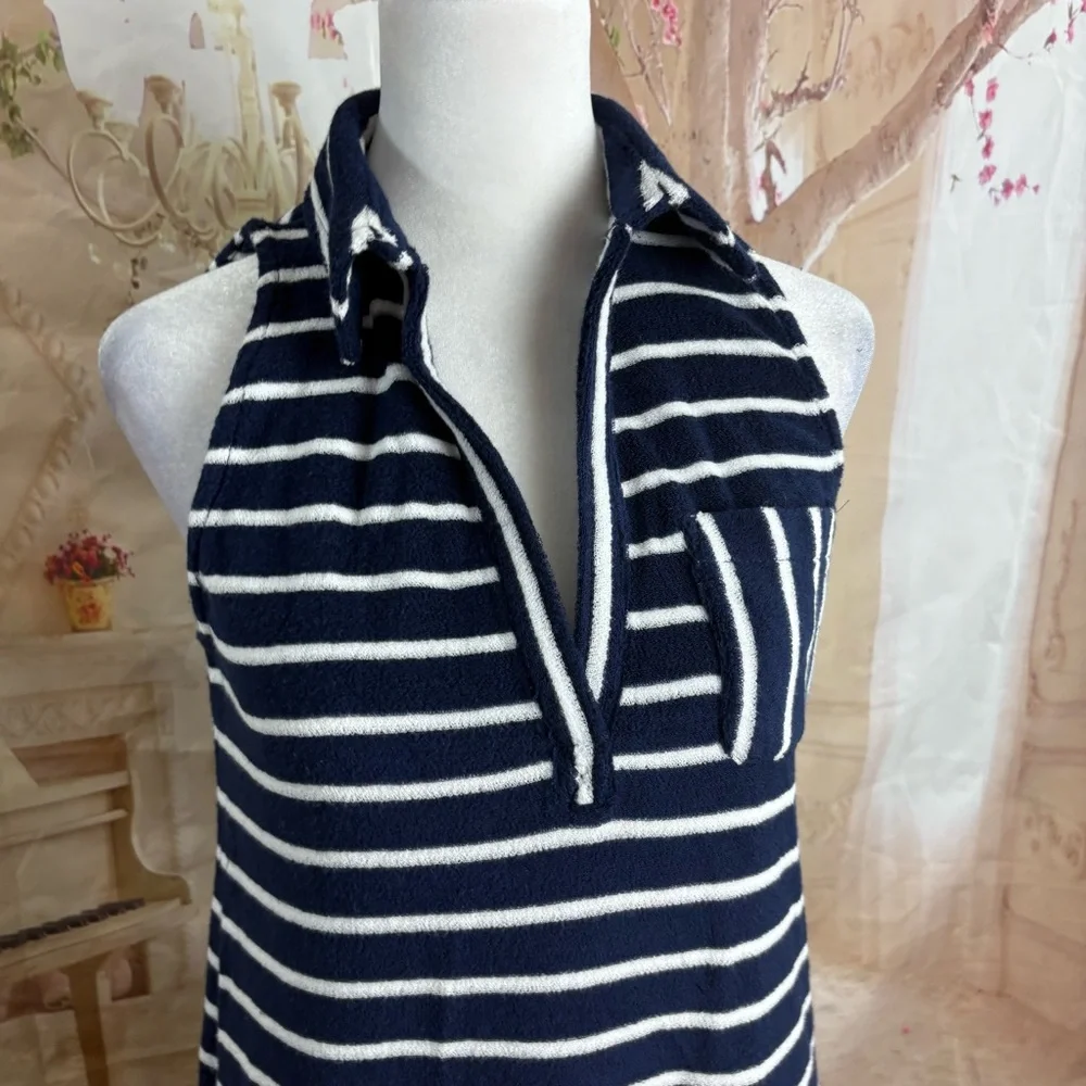 NEW Vineyard Vines Terry Towel Women's Navy Striped Dress - Picture 3 of 11